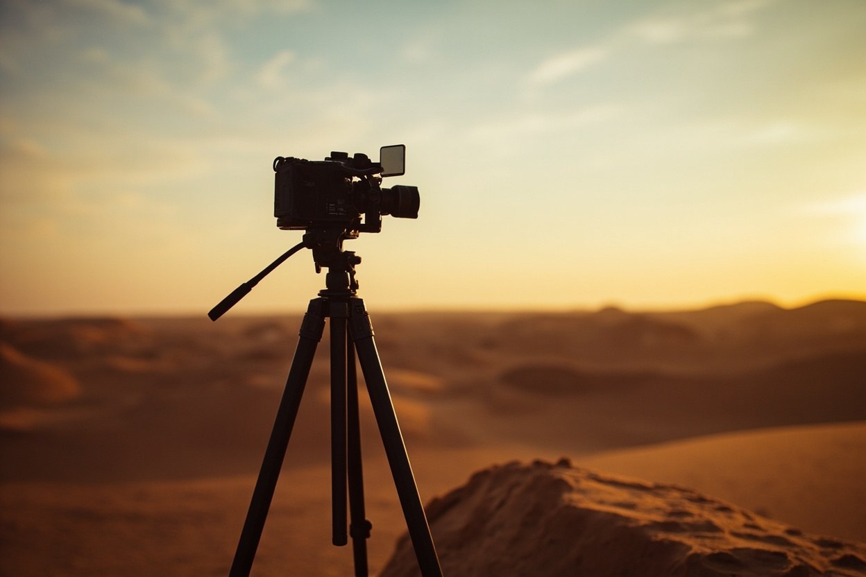 Closing credits block of a Dubai brand film showing the synthetic media disclosure line in English, with production company name and three second on screen duration.